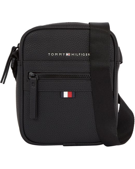 Tommy Hilfiger Black Essential Pu Mini Reporter Shoulder Bag Small for men