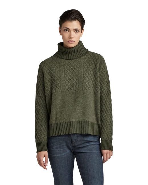 G-Star RAW Structure Turtle Loose Knit Sweater in het Green