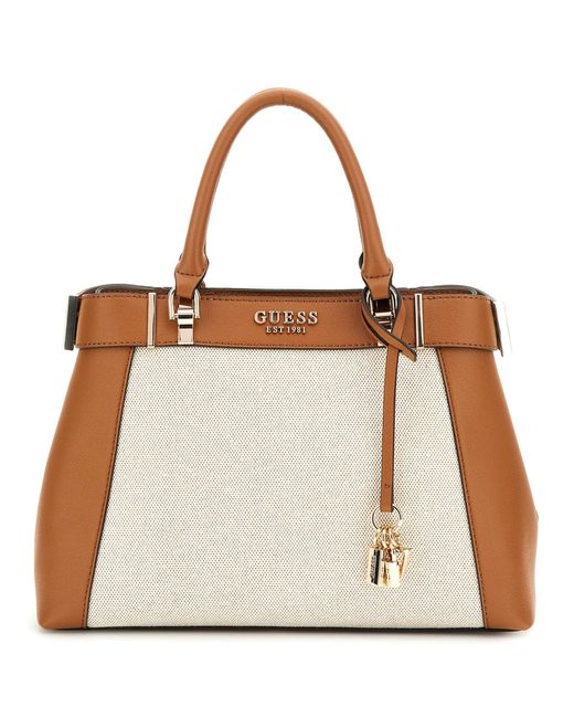Anadela Three Compartment Satchel Bag Natural/Cognac di Guess in Brown