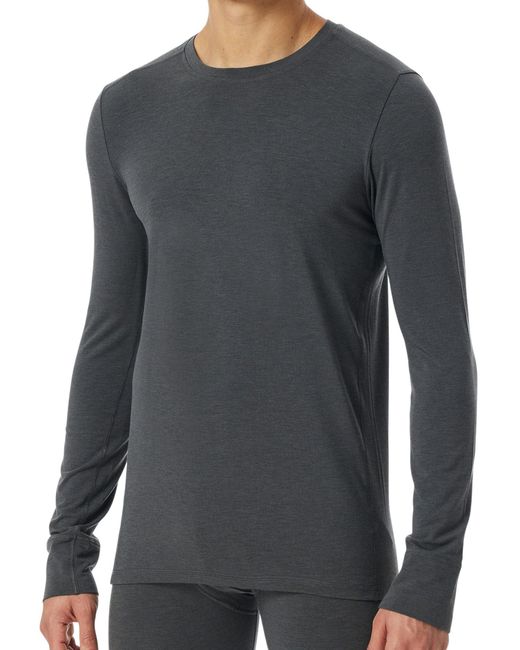 Schiesser Unterhemd Shirt 1/1 Langarm 'Casual Warming' - 181914, Größe :8, Farbe:dunkelgrau-gem. in Gray für Herren