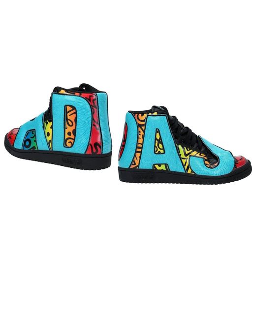 Adidas JS Letters Multicolor Schwarz Multicolor Leder Sneakers Schuhe Jeremy Scott Neu in Blue für Herren
