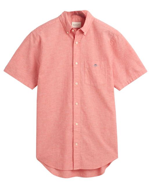 Gant Pink Reg Cotton Linen Ss Shirt for men