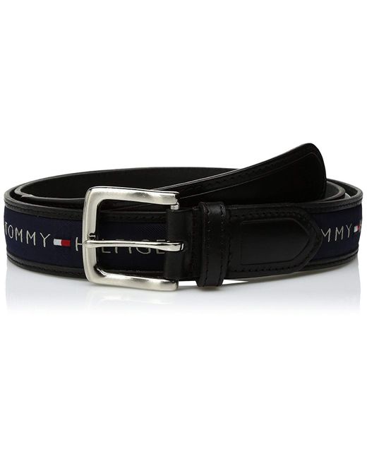 Tommy Hilfiger Black Ribbon Fabric Design With Single Prong for men