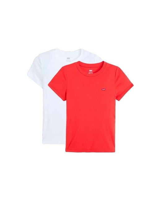Levi's 2 Stuks Essential Ss Tee 2 Pack Crewneck T in het Red