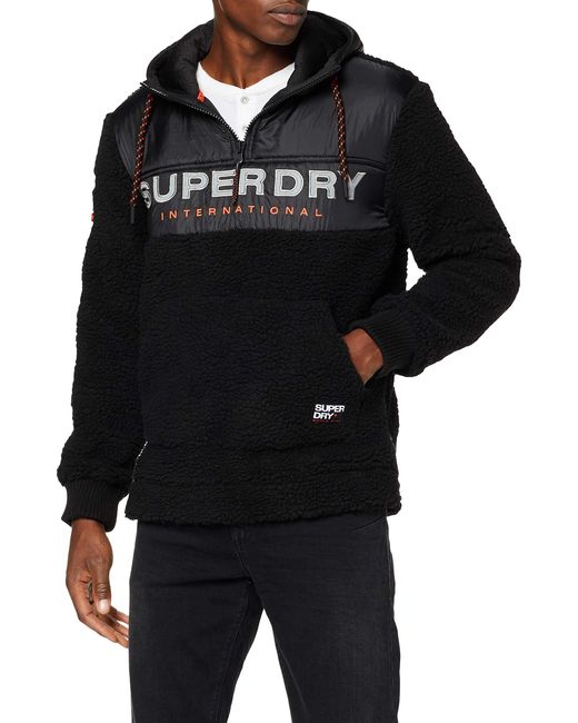 Sherpa Worldwide Stealth Half Ziphood Capucha Superdry de hombre de color Black