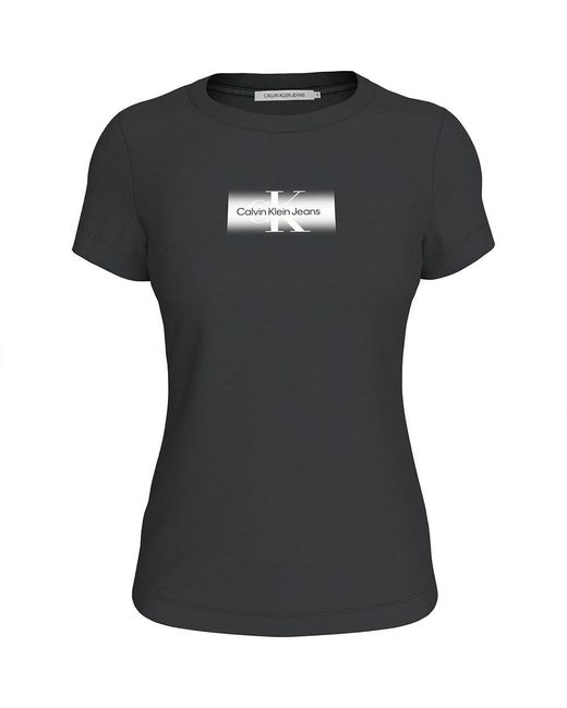 Calvin Klein Black Outlined Slim Tee J20j223625 S/s T-shirt