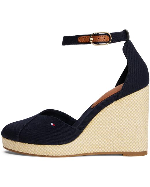 Alpargatas de cuña Mujer Flag Closed Toe con correa de tobillo Tommy Hilfiger de color Blue