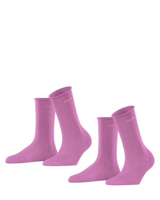 Esprit Purple Basic Pure 2-pack Socks Breathable Sustainable Organic Cotton Wide Tops For A Soft Grip On The Leg Suitable For Diabetics Plain