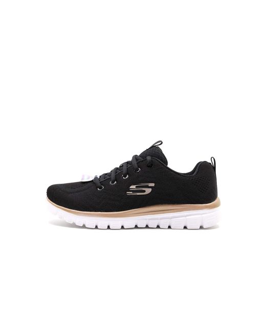 Scarpa Sportiva Nera e Oro con Memory Foam di Skechers in Black