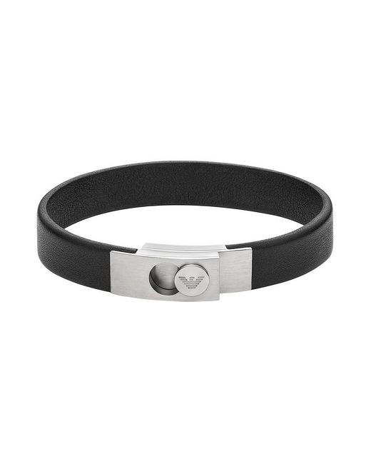 Bracelet egs3087040 cuir Emporio Armani pour homme en coloris Black