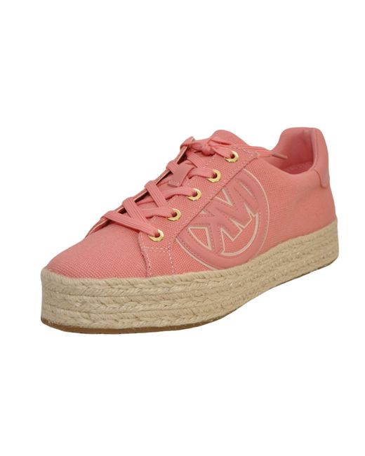 Michael Kors Red Poppy Espadrille Lace Up Canvas Sneaker