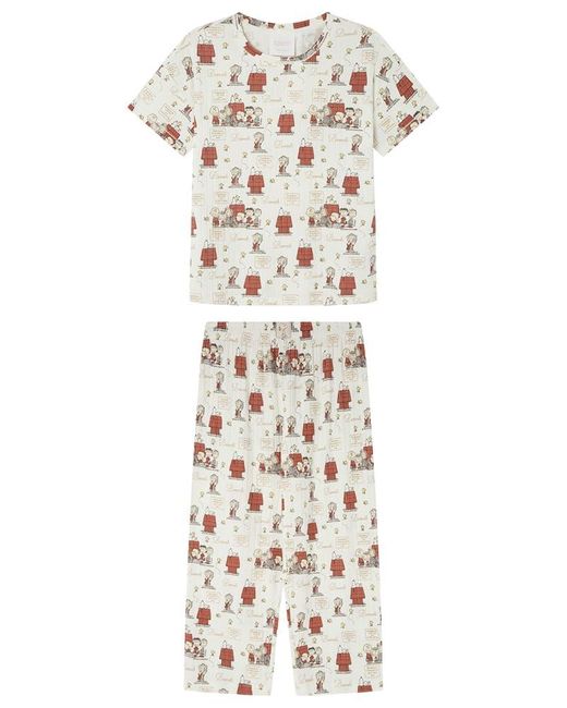 Pijama Pantalón Capri de ga Corta Colección Multilicense Urban Women'secret de color White