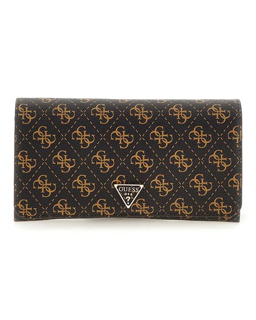 Noelle II Xbody Flap Organizer Brown Logo di Guess in Black