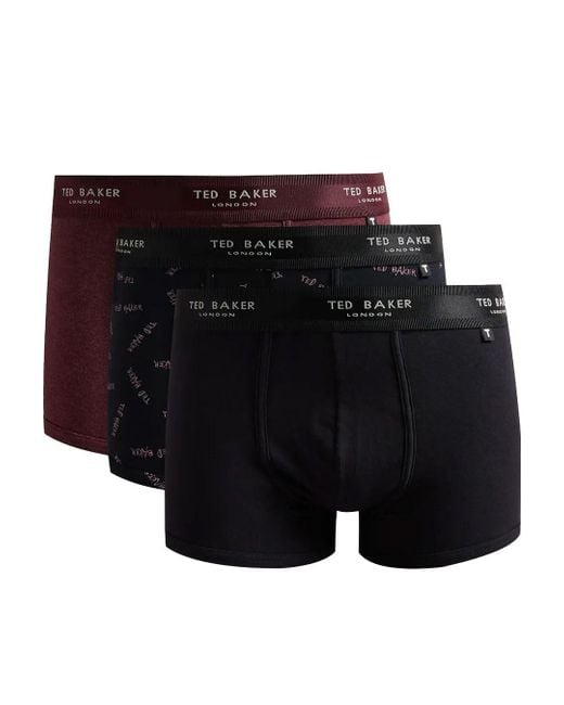 Ted Baker Black Kabel 3-pack Of Assorted S Cotton Trunks 273411 Assorted for men