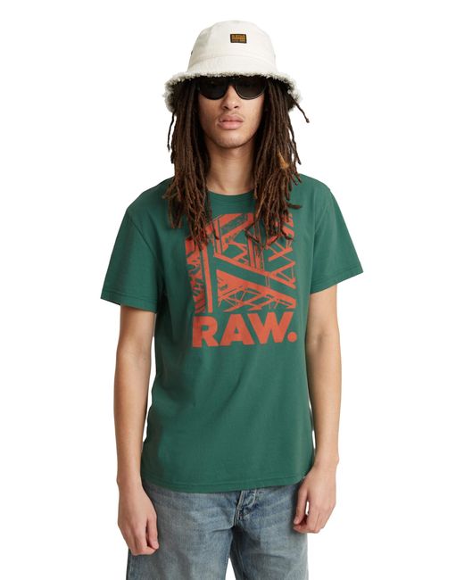 G-Star RAW Green Raw Construction R T T-shirt for men