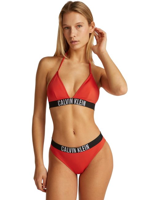 Top de bikini Mujer Triangle con relleno extraíble Calvin Klein de color Red