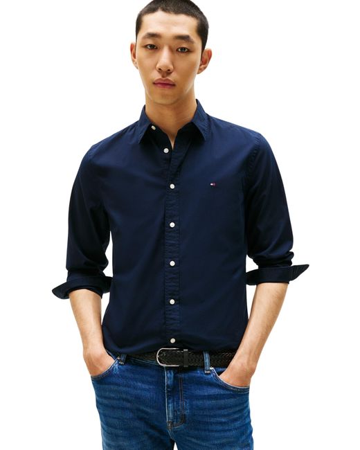 Tommy Hilfiger Flex Poplin Kent Collar Sf Shirt Mw0mw40460 L/s Shirt in het Blue voor heren