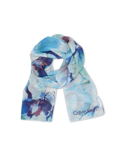 Calvin Klein Blue Soft Everyday Solid Pashmina Chambray Scarf Modischer Schal