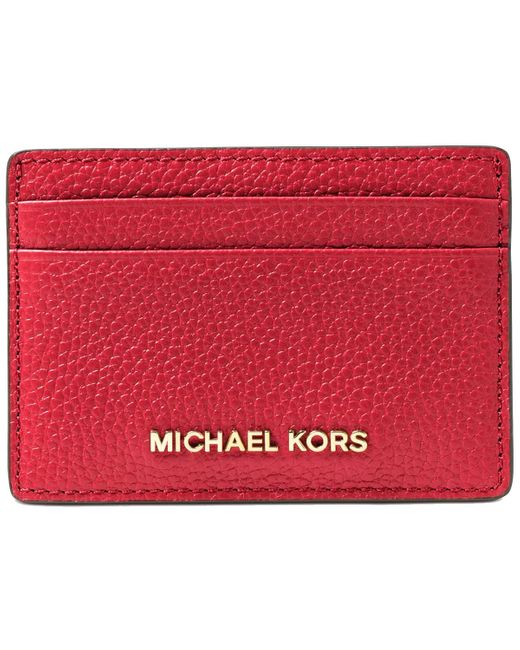Michael Kors Jet Set Leather Card Holder Wallet In Crimson Red | Lyst UK