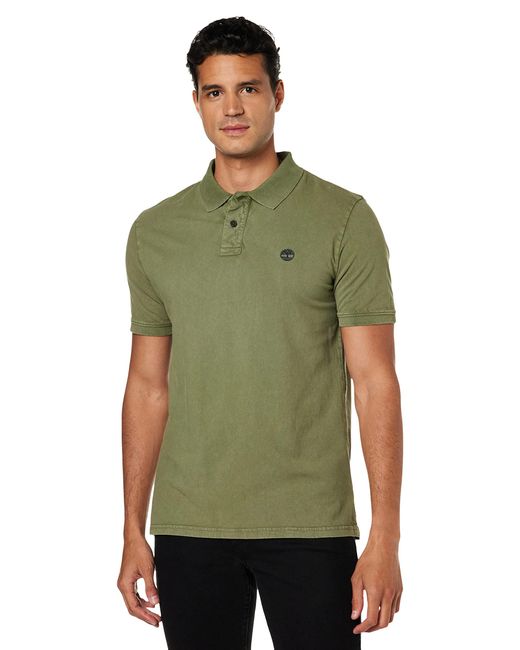 Timberland Green Regular Stone-washed Polo Shirt With Logo for men