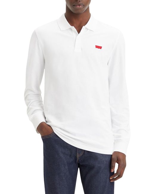 Levi's Long-Sleeve Slim Housemark Polo Hemd in White für Herren