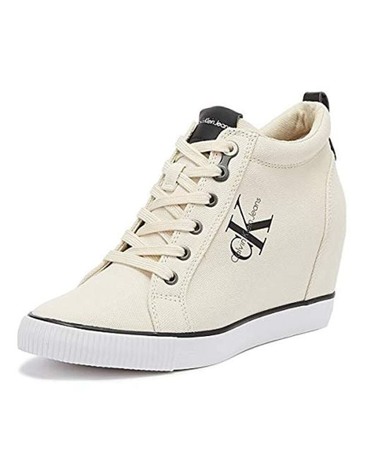 Calvin Klein White Ritzy Womens Wedge Ivory Trainers