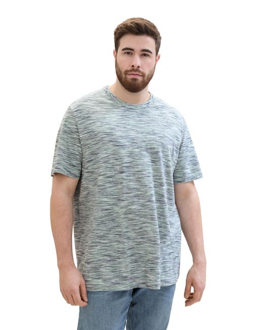 Tom Tailor Plussize Basic T-Shirt im Spacedye-Style in Blue für Herren
