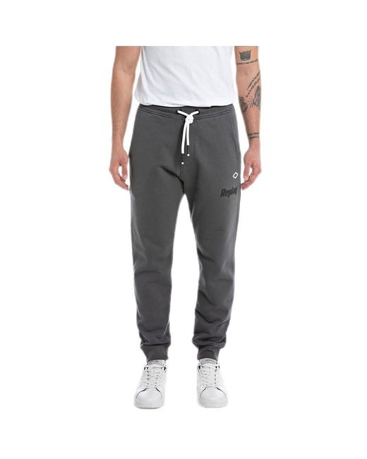 Replay Gray Long Jogging Bottoms With Logo for men