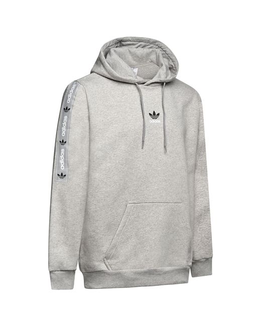 Adidas Gray Originals Hoody S Taped Hooded Sweatshirt Trefoil Logo Hoodie Grey Hr8225 Size S for men