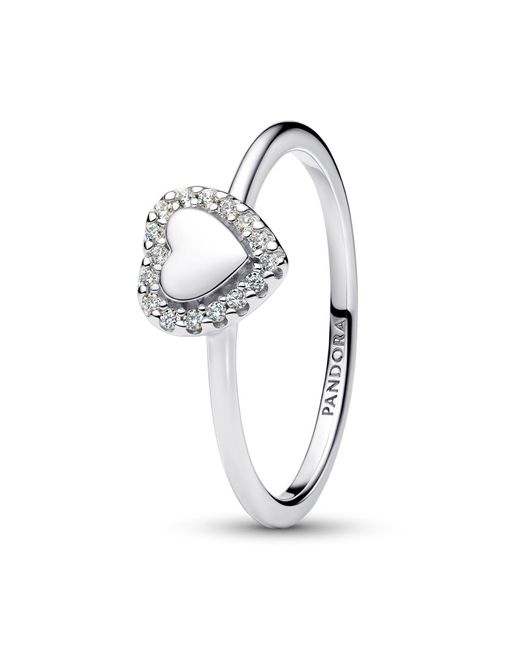 Pandora Metallic 193801c01-54 Ring Heart Silver Ring Size 54/17.2