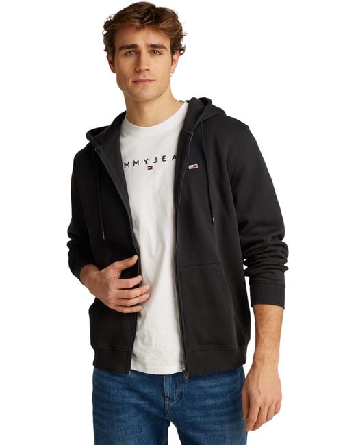 Tommy Hilfiger TJM Reg Flag Zip Fleece Thru Dm0dm20743 Kapuzenpullover in Black für Herren