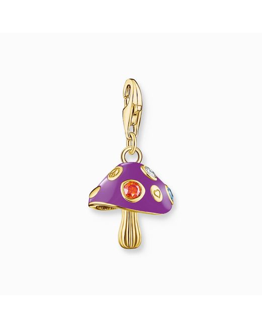 Charm Club Pendentif champignon en argent 925 plaqué or violet avec cristaux 3D Thomas Sabo en coloris Pink
