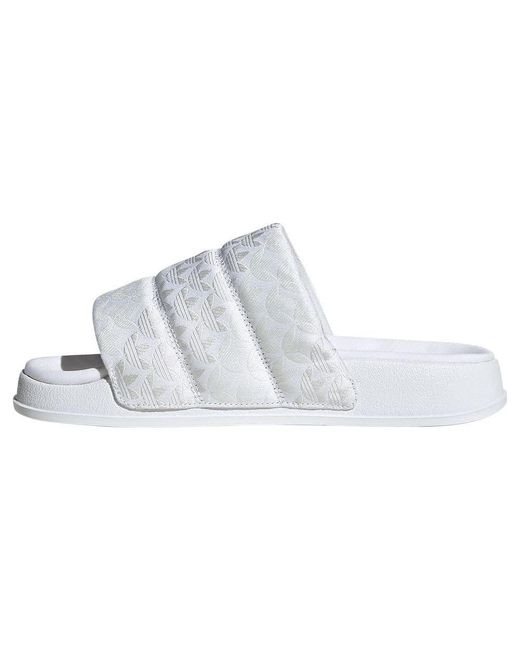 Adidas White Adilette Essential Slides