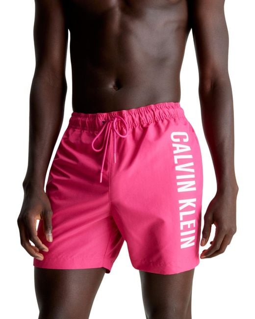 Calvin Klein Badehose Medium Drawstring Mittellang in Pink für Herren