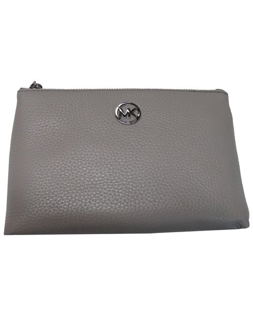 Michael Kors Black Micheal Kors Fulton Travel Cosmetic Pouch Leather Pearl Grey