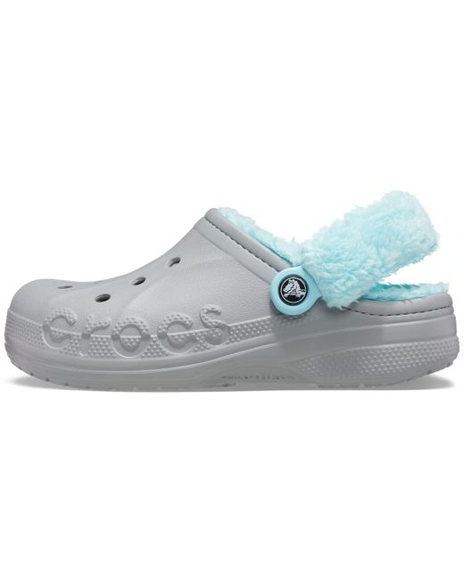 light blue fuzz lined crocs