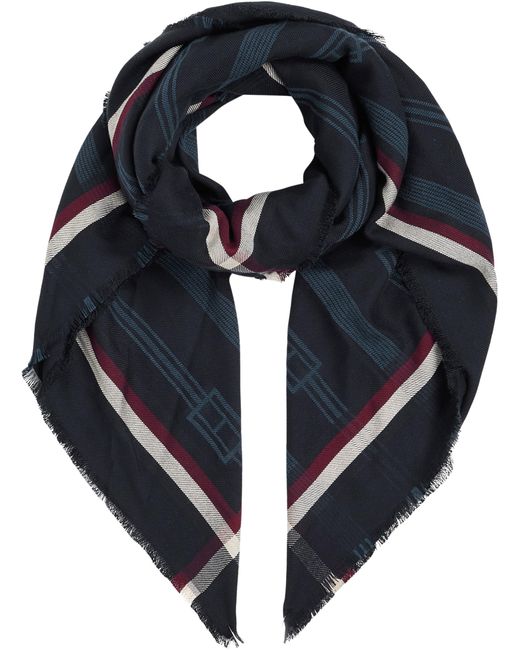 Écharpe légère en jacquard carré AW0AW17351 pour femme Tommy Hilfiger en coloris Blue