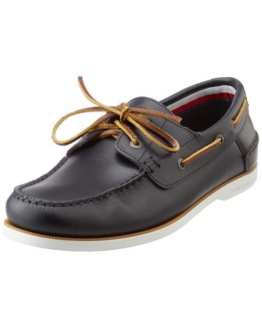 Tommy Hilfiger Black Th Boat Shoe Core Leather for men