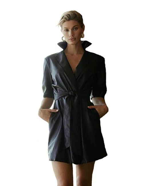 Bailey 44 Robin Faux Leather Wrap Mini Dress in Black | Lyst