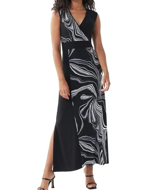 Joseph Ribkoff Synthetic Contrasting Panels Maxi Dress in Black & White
