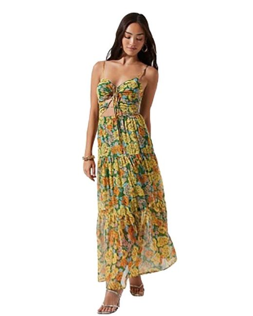 Astr Synthetic Brandy Floral Cinched Front Cutout Maxi Dress | Lyst