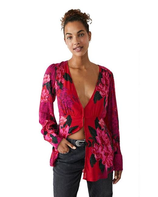 Free People Mikayla Printed Tunic in Red | Lyst