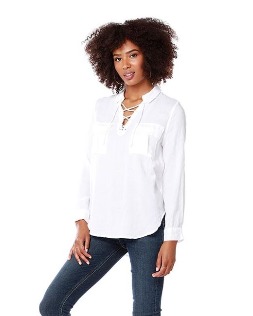 Bobi Cotton Lace-up Pocket Shirt in 