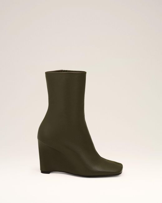 AMI Black Leather Bicolor Ankle Boots