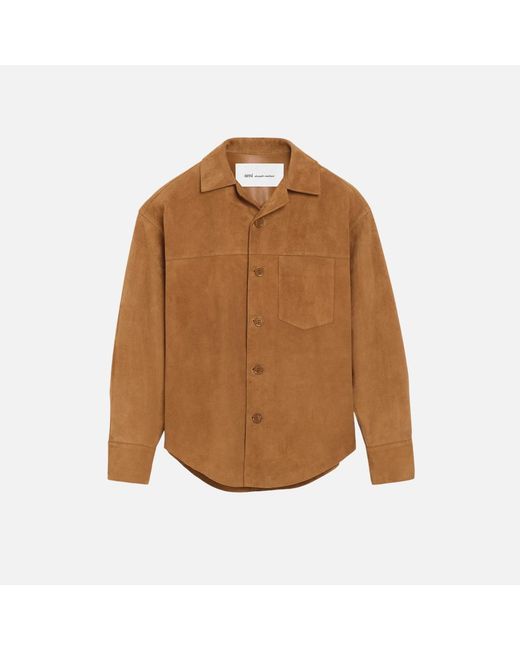 AMI Natural Goat Leather Buttoned Overshirt