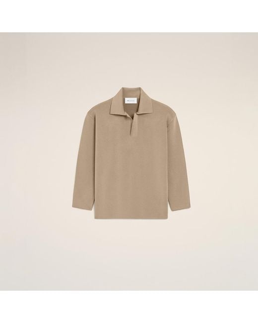 AMI Natural Wool Long Sleeves Polo for men