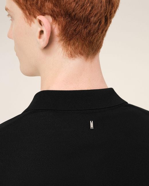 AMI Black Knit Short Sleeves Polo for men