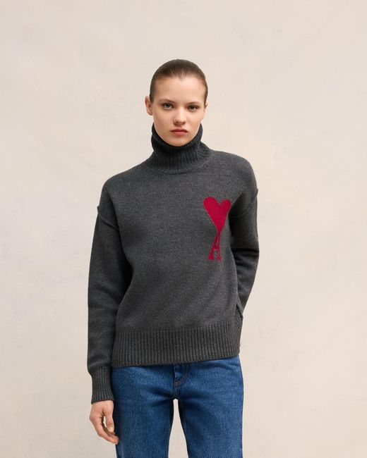 AMI Blue Wool Ami De Coeur Sweater