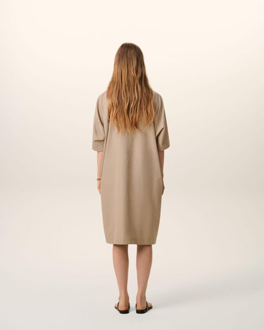 AMI Natural Cotton Stand Up Collar Buttoned Dress
