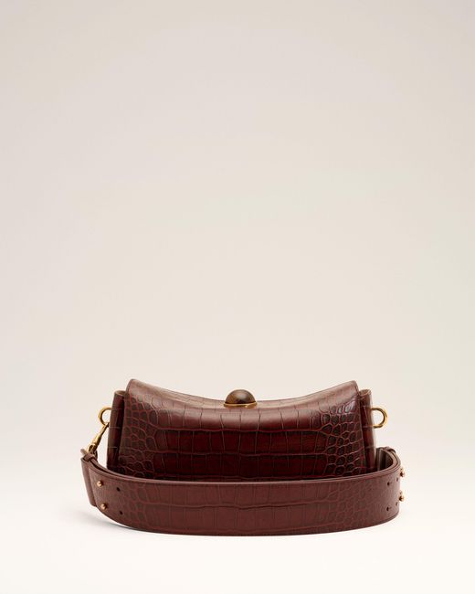 AMI Natural Crocodile Embossed Cow Leather Carrousel Bag